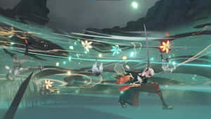 Kazuha Wind Tornado Attack Wallpaper