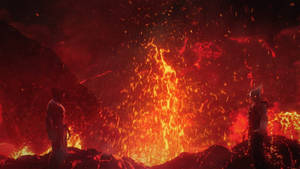 Kazuya Mishima Battle In Lava Wallpaper