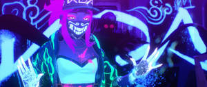 Kda Akali Inside Graffiti Room Wallpaper