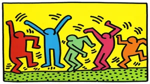 Keith Haring Five Dancing Figures Wallpaper