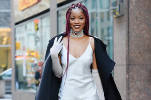 Keke Palmer White Satin Dress Wallpaper