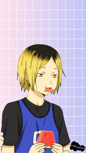 Kenma Eating A Watermelon Wallpaper