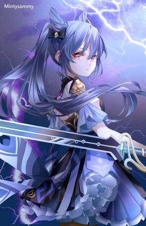 Keqing Electro Power Wallpaper