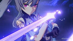 Keqing Holding Electric Sword Wallpaper