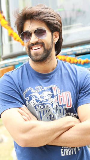 Kgf Yash In Blue Wallpaper