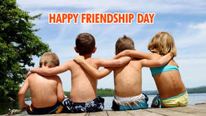 Kids Embracing For Friendship Day Wallpaper