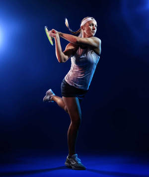 Kiki Bertens Blue Photoshoot Wallpaper