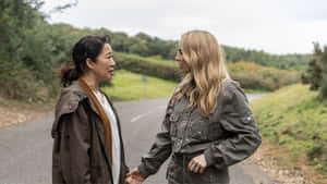 Killing Eve Tense Roadside Confrontation Wallpaper