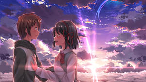 Kimi No Na Wa Couple Under Sunset Wallpaper