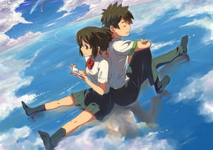 Kimi No Na Wa Together On Clouds Wallpaper