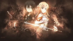 Kirito & Asuna In The World Of Sword Art Online Wallpaper