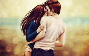Kirsten Steward Twilight Love Kiss Wallpaper