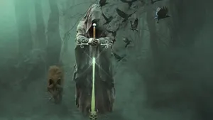 Knight With Wolf Wallpaper