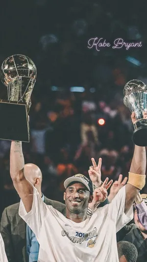 Kobe Bryant Cheering Trophies 4k Wallpaper