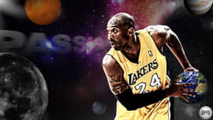 Kobe Bryant Dribbling In Front Of His Fans Wallpaper