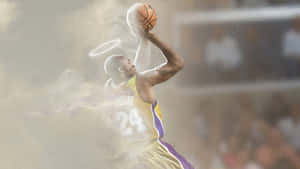 Kobe Bryant Symbolically Representing How Modern Technology Becomes Part Of Sports Wallpaper