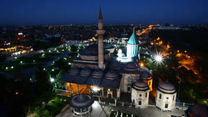 Konya Mevlana Museum At Night Wallpaper