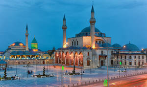 Konya Mevlana Museum At Night Wallpaper