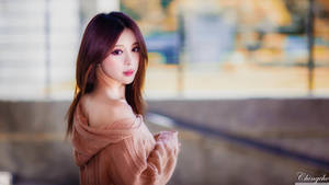 Korean Girl Knitted Sweater Wallpaper