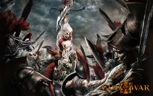 Kratos And Athena Reach An Epic Climax In God Of War 3 Wallpaper