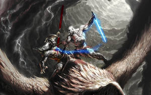 Kratos Of God Of War, Brandishing His Trademark Blades Of Exile. Wallpaper