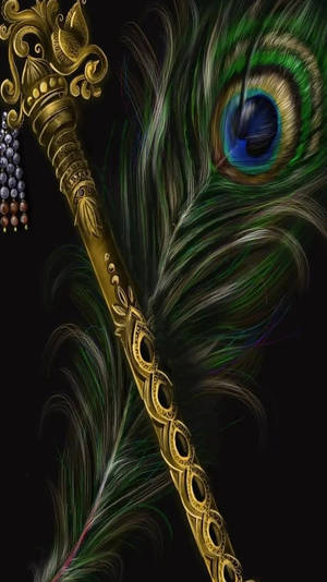 Krishna Iphone Bansuri And Peacock Wallpaper
