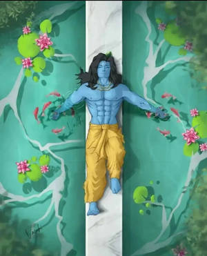 Krishna Iphone Sleeping On Pond Path Wallpaper