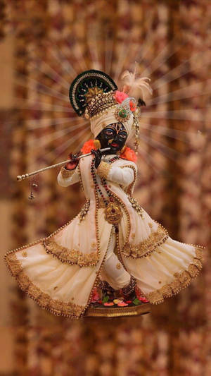 Krishna Phone Black Figurine Wallpaper