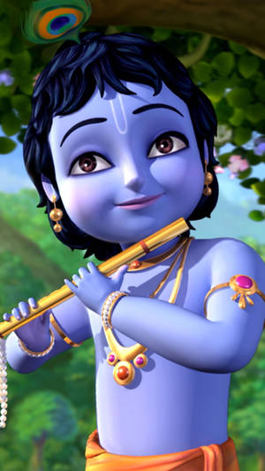 Krishna Phone Little Krishna Playing Flute Wallpaper