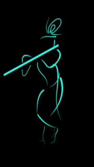 Krishna Phone Minimalist Blue Art Wallpaper