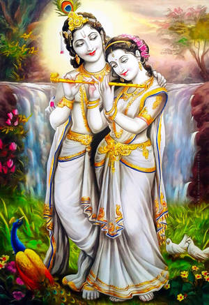 Krishna Phone Radha White Clothing Wallpaper