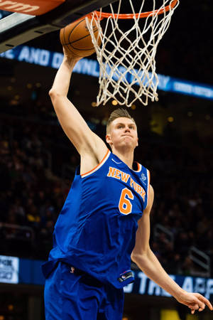 Kristaps Porzingis Nba Slam Dunk Wallpaper