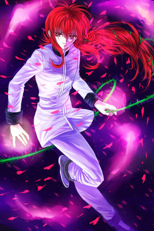 Kurama Of Yuyu Hakusho Glowing In Neon Pink Wallpaper