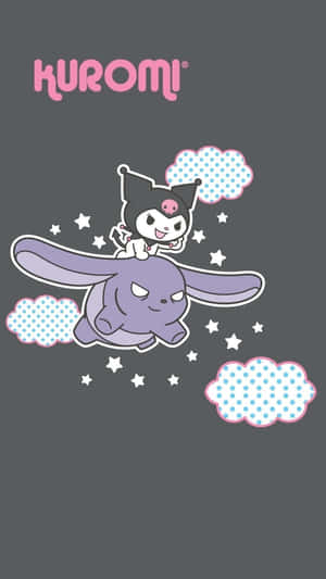 Kuromi Iphone Flying On Elephant Wallpaper