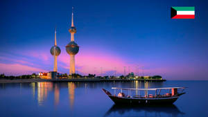 Kuwait Towers - Iconic Landmark Against The Stunning Seaside Backdrop Wallpaper
