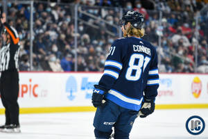 Kyle Connor Of The Winnipeg Jets In Action On The Ice. Wallpaper