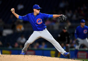 Kyle Hendricks In Pitching Stance Wallpaper