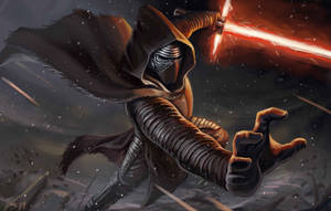 Kylo Ren Pondering His Fate In The Mask Of Darth Vader Wallpaper