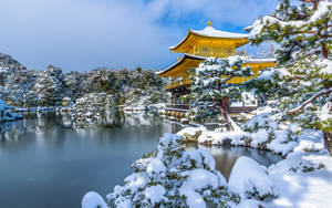 Kyoto Snow In Kinkaku-ji Wallpaper