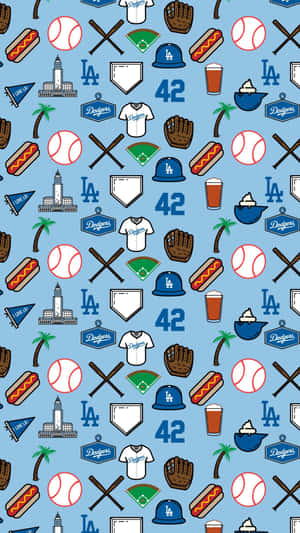 L A Dodgers Baseball Pattern Wallpaper Wallpaper