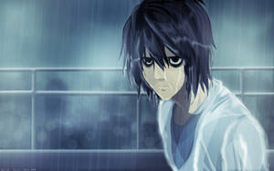 L Lawliet In The Rain Wallpaper