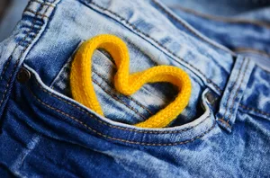 Lace Heart Denim Wallpaper