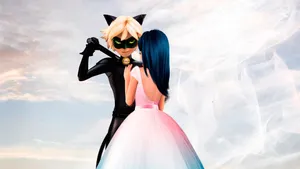 Ladybug And Cat Noir Kiss Wedding Dress Wallpaper