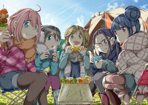 Laid Back Camp Veggie Stew Scene Wallpaper