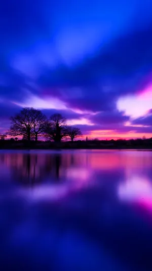 Lake And Blue Sunset For Android Nature Wallpaper