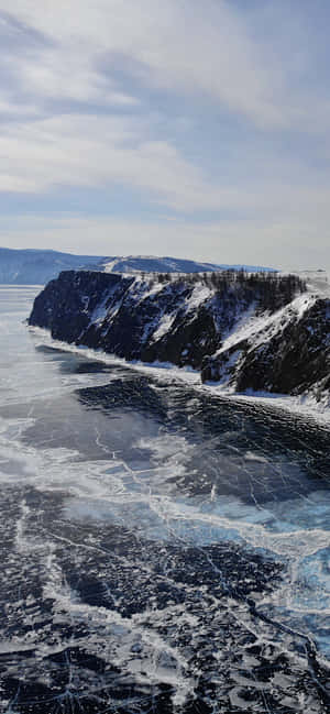 Lake Baikal Icy Mountain View Wallpaper