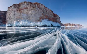 Lake Baikal Streaks Of Ice Wallpaper