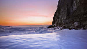 Lake Baikal White Ice Rock Wallpaper
