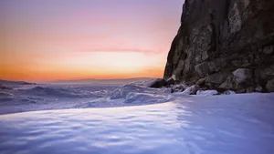 Lake Baikal White Ice Rock Wallpaper