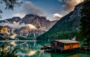 Lake Braies In Italy Wallpaper